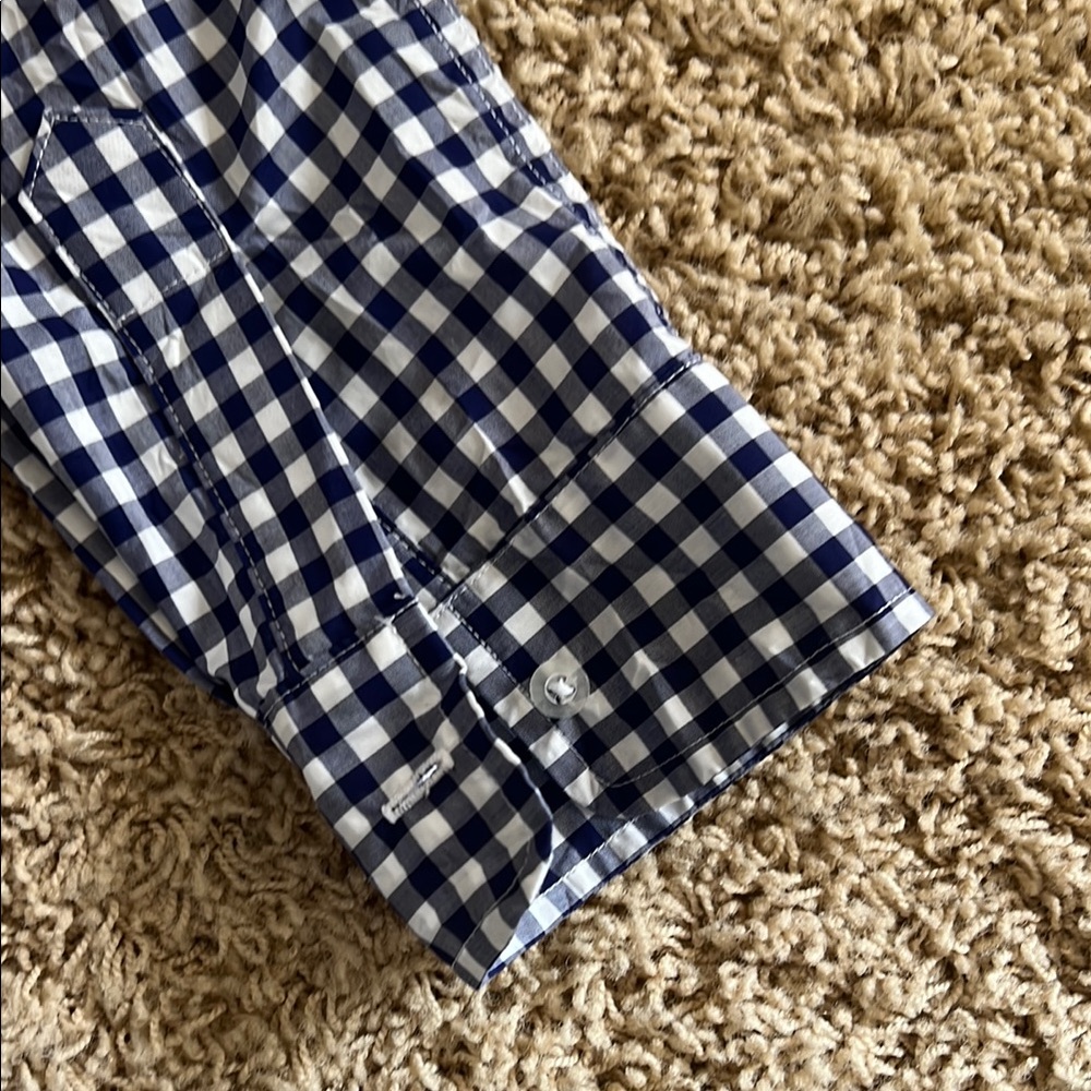 Frank & Eileen Barry crinkled Blue Checkered Shirt. S - Picture 8 of 9